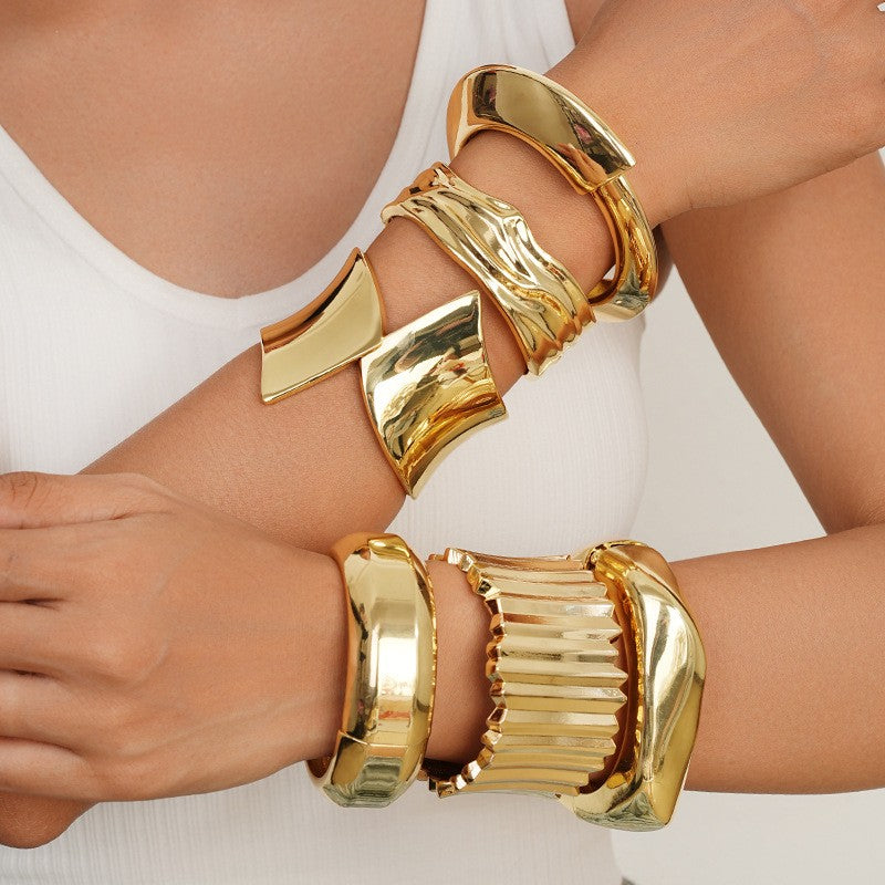 Bold Sculptural Wave Cuff Bracelet