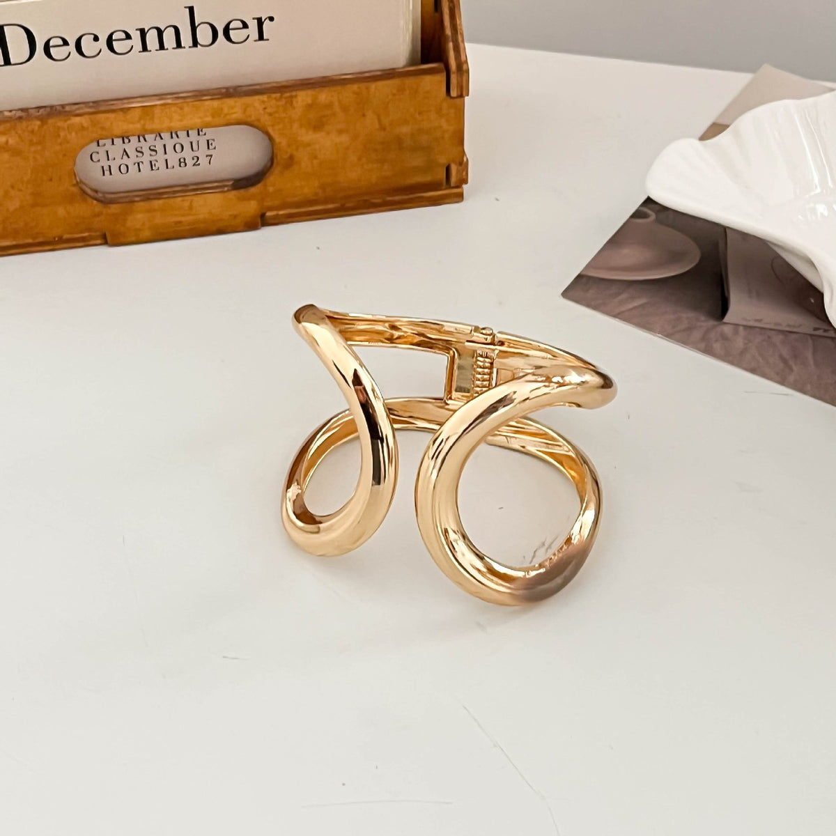Bold Sculptural Wave Cuff Bracelet