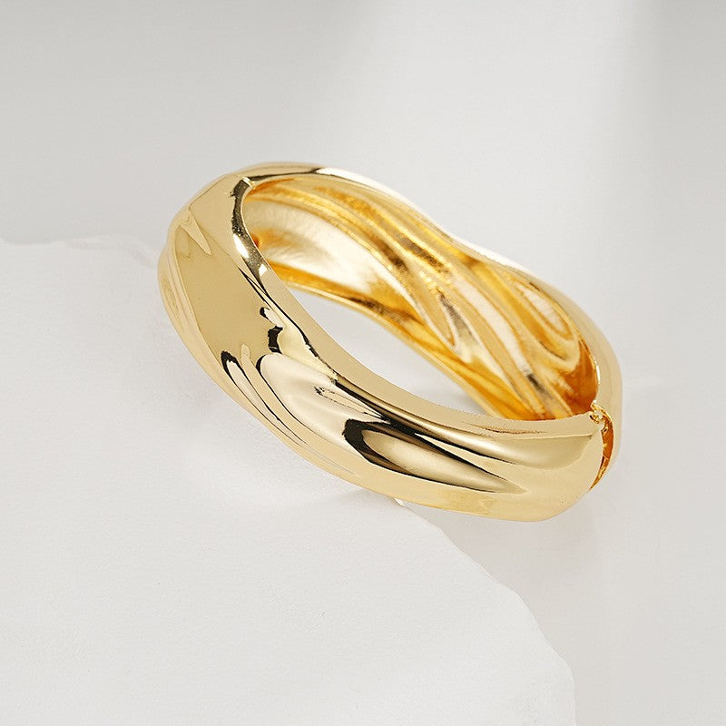 Bold Sculptural Wave Cuff Bracelet