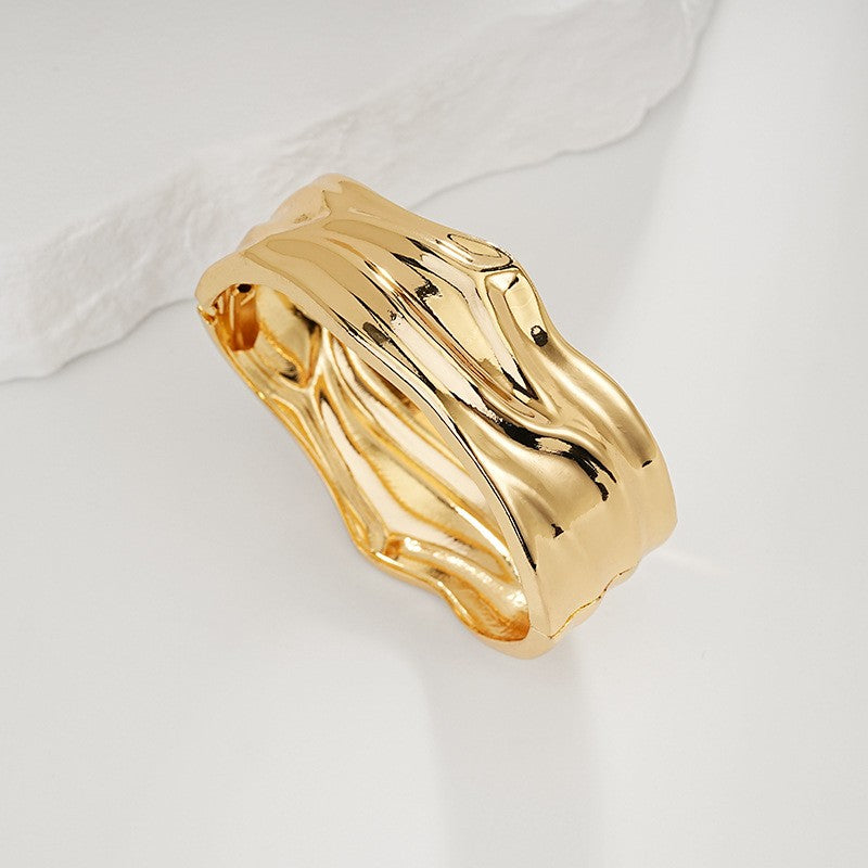 Bold Sculptural Wave Cuff Bracelet