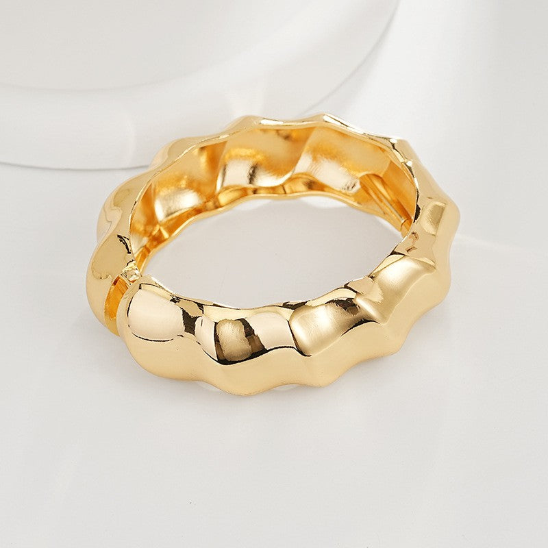 Bold Sculptural Wave Cuff Bracelet