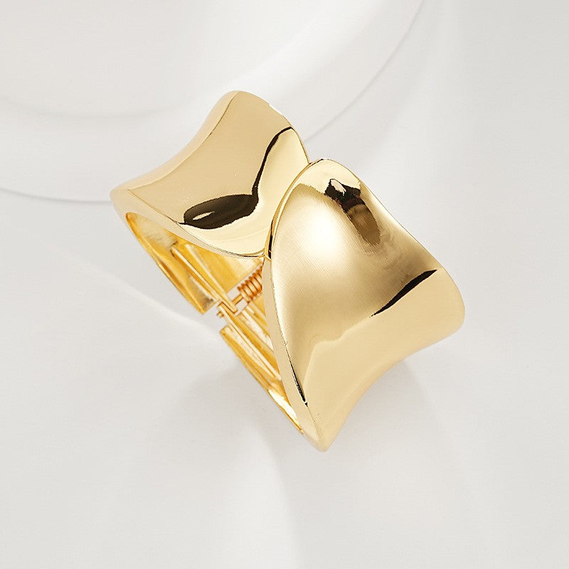 Bold Sculptural Wave Cuff Bracelet