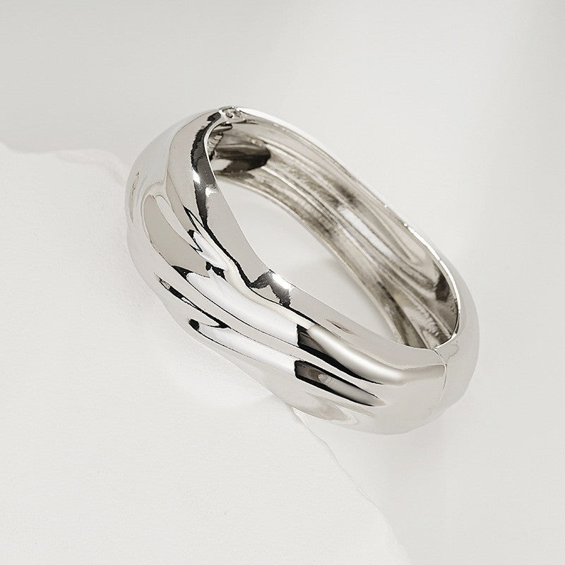 Bold Sculptural Wave Cuff Bracelet
