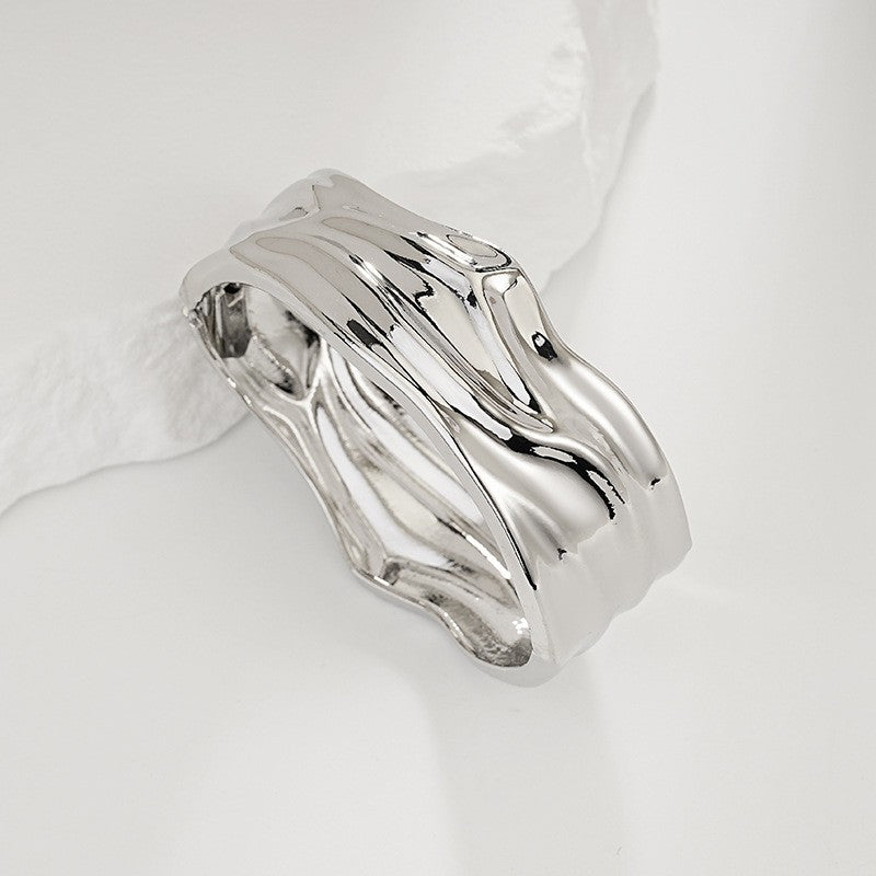 Bold Sculptural Wave Cuff Bracelet