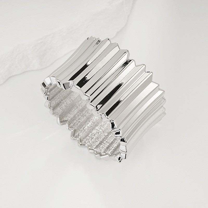 Bold Sculptural Wave Cuff Bracelet