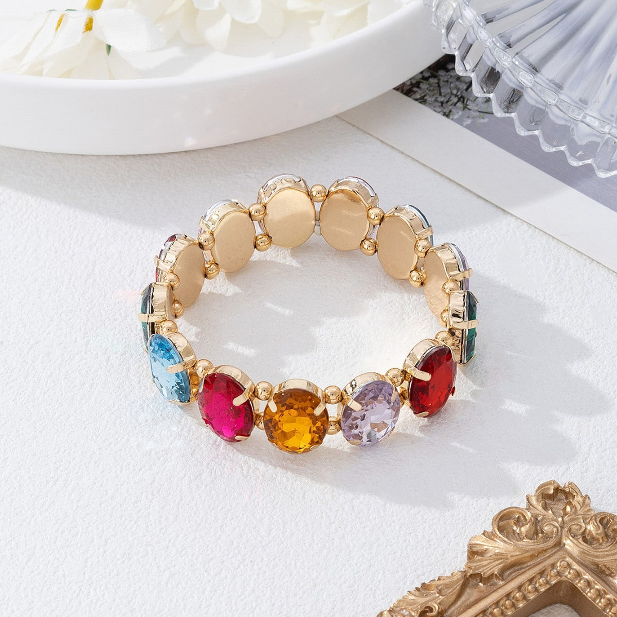 Boho Multicolor Geometric Resin Bracelet