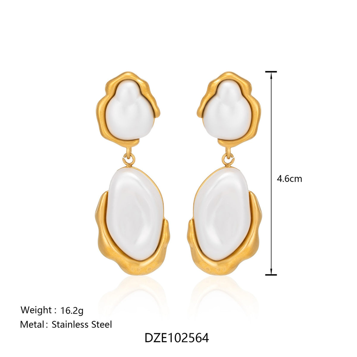 18k Classy Baroque Pearl Drop Earrings