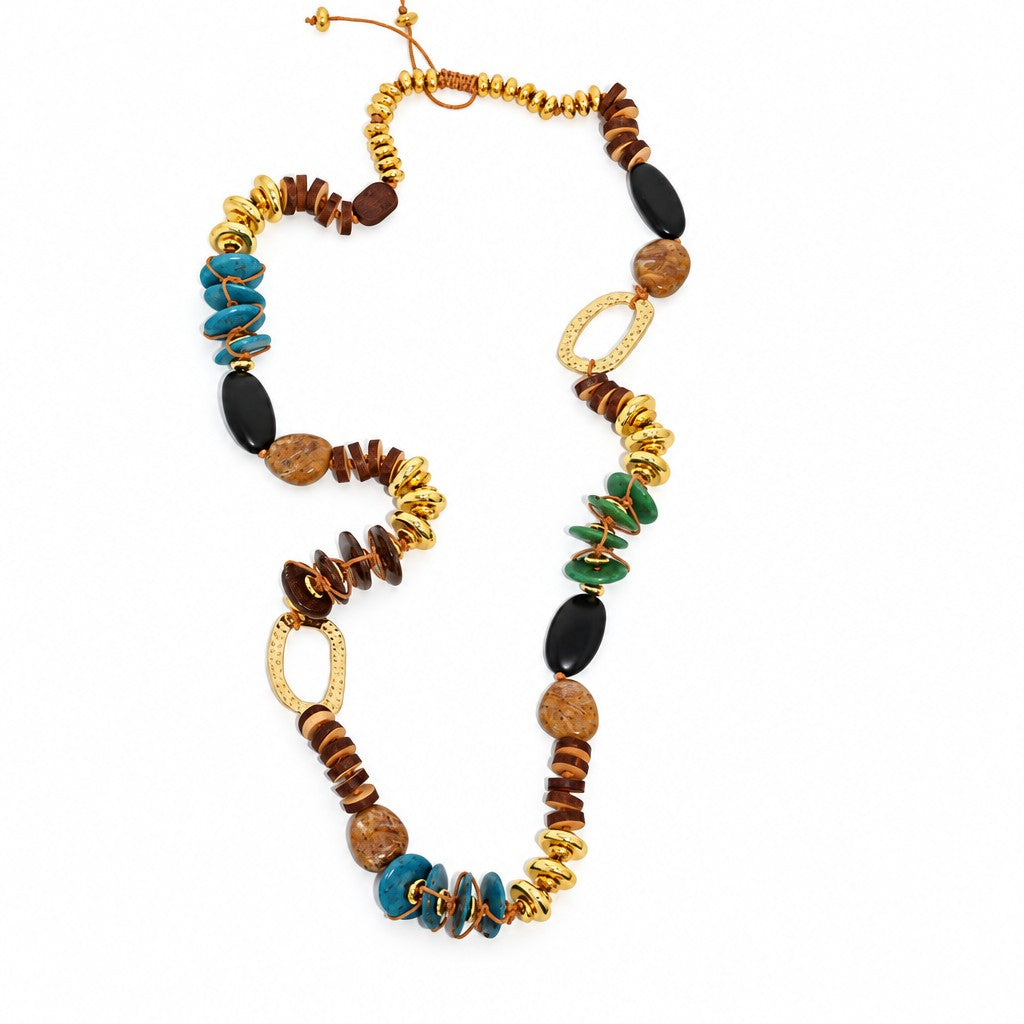 Boho Mixed Stone Long Necklace