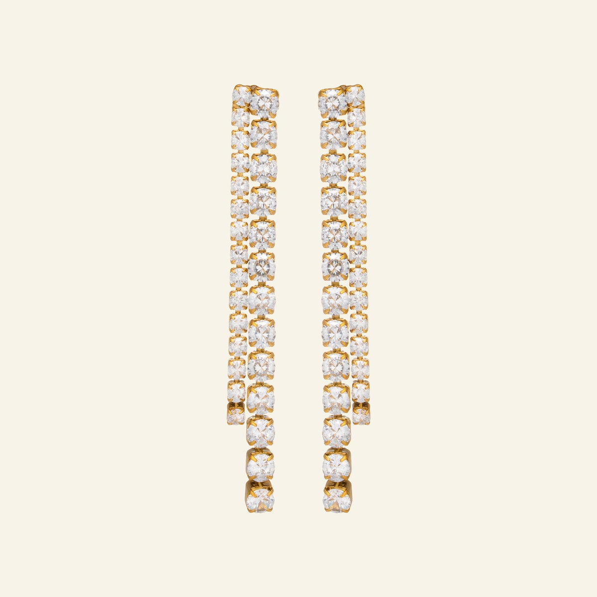 18k Classy Linear Rhinestone Drop Earrings