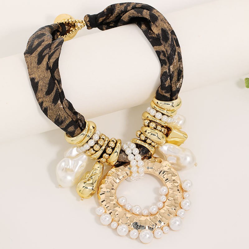 Boho Marbled Scarf Collar Necklace