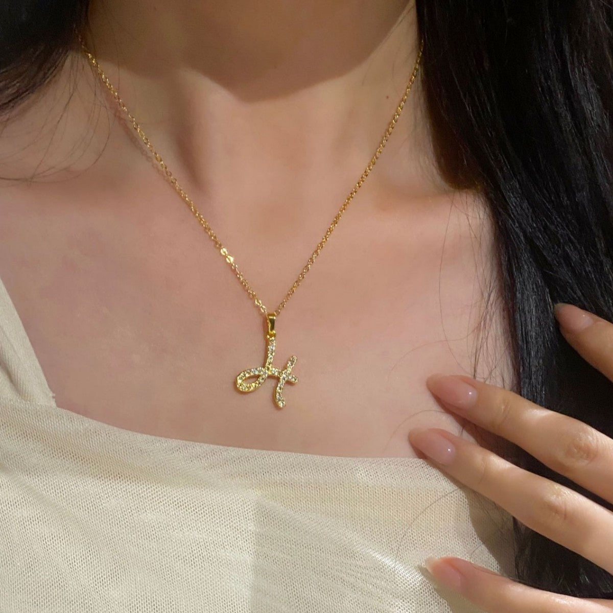 Classy Zircon Initial Necklace