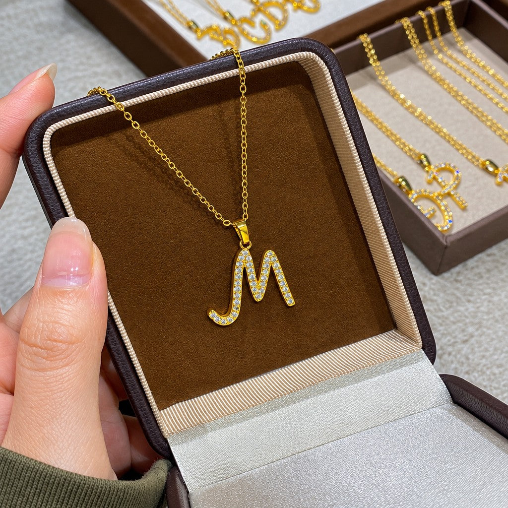 Classy Zircon Initial Necklace