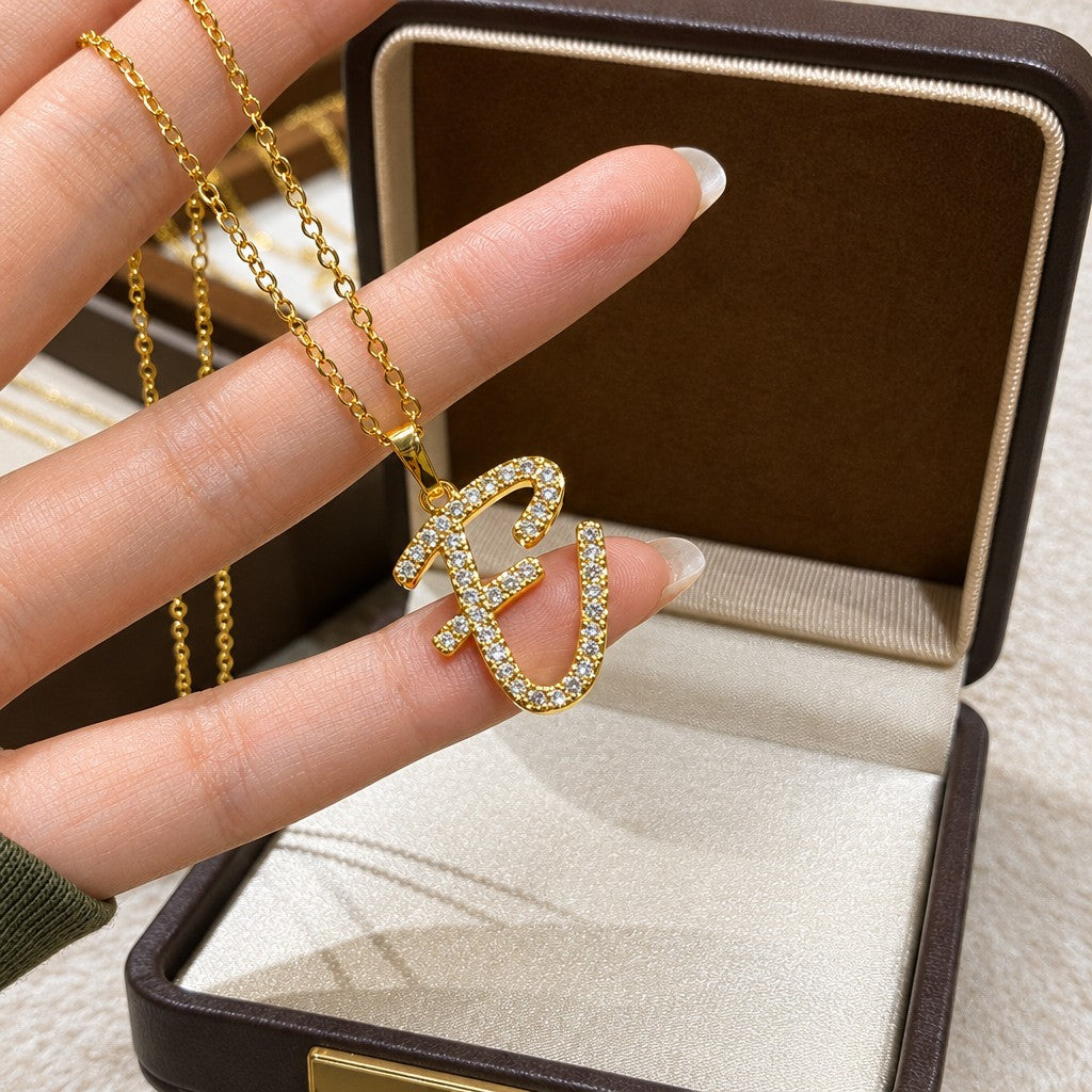 Classy Zircon Initial Necklace
