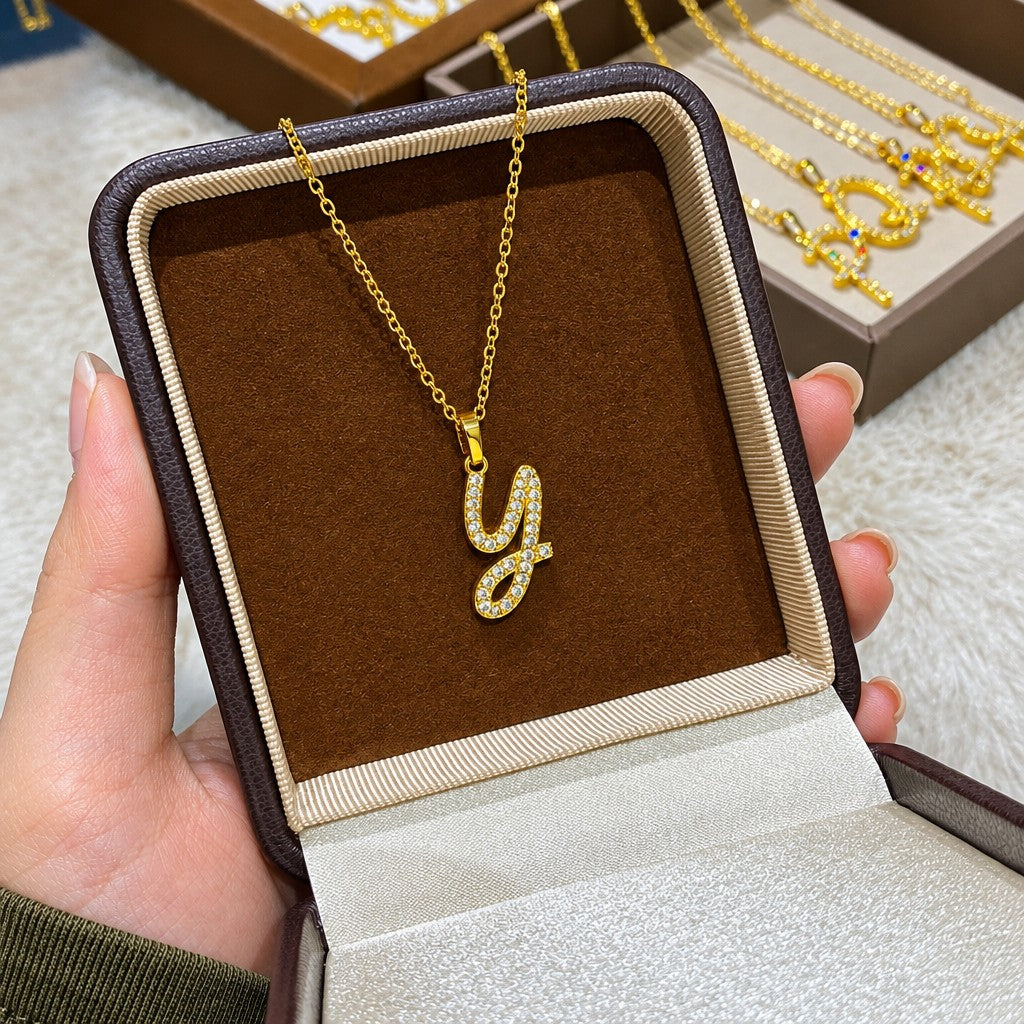 Classy Zircon Initial Necklace