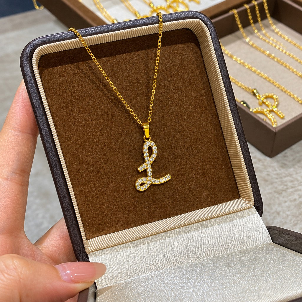 Classy Zircon Initial Necklace