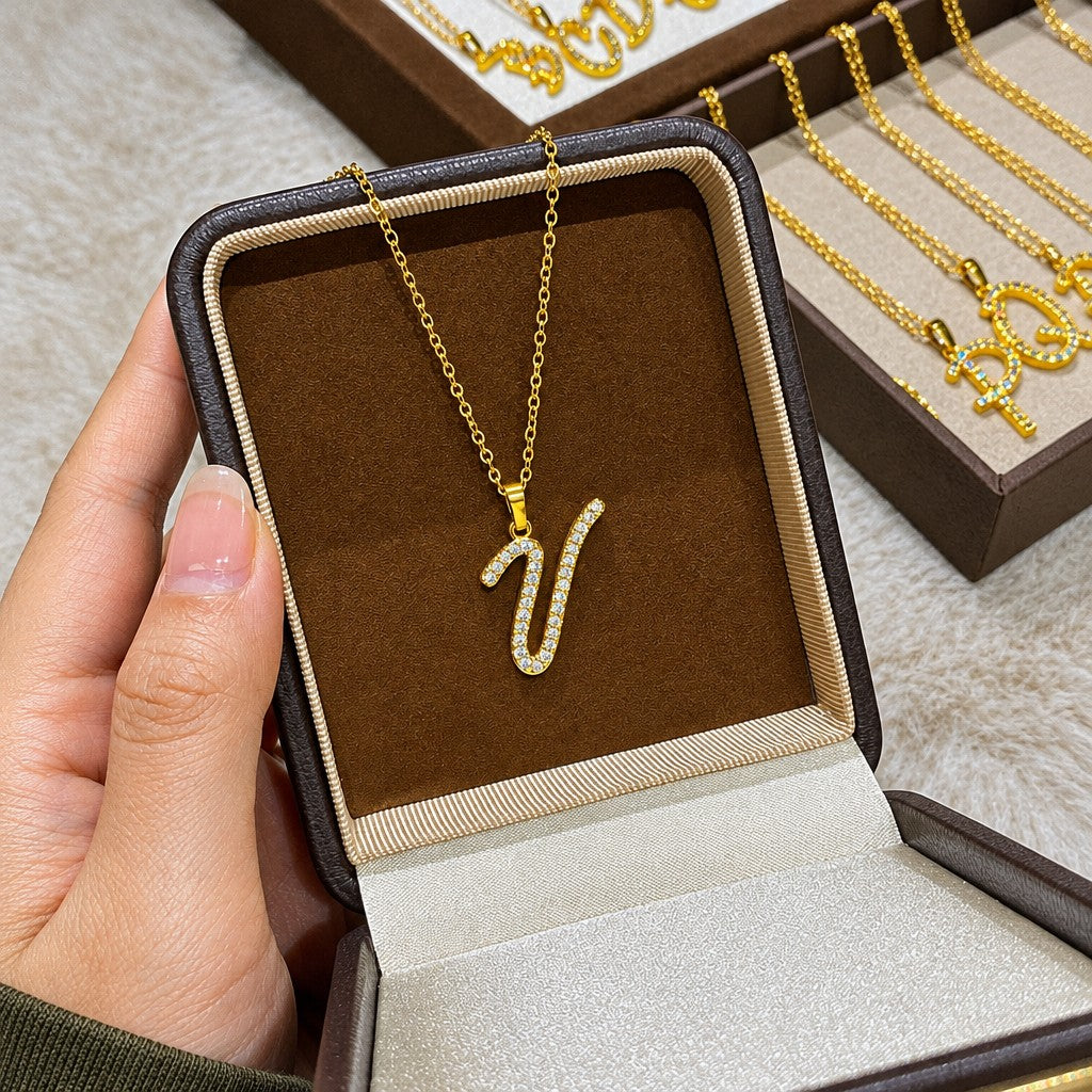 Classy Zircon Initial Necklace