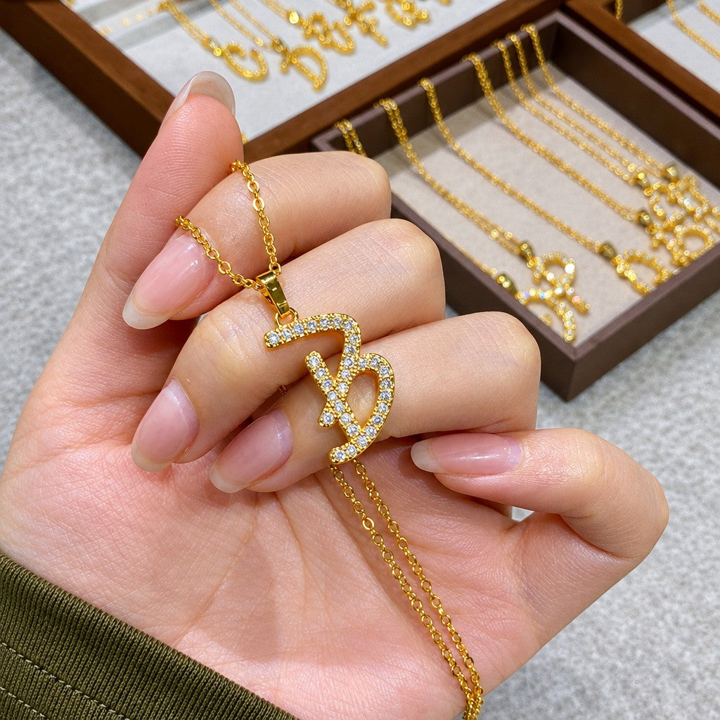 Classy Zircon Initial Necklace