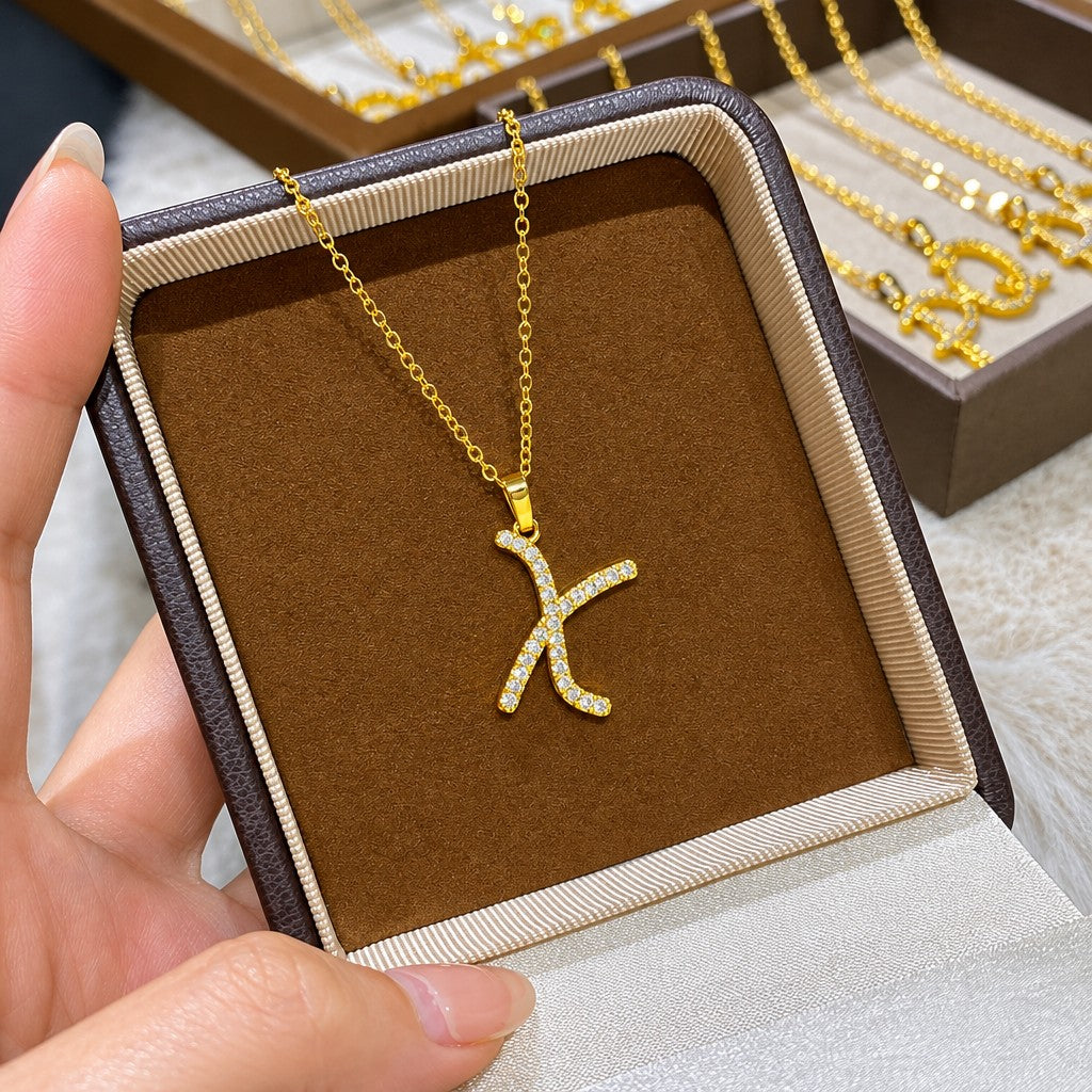 Classy Zircon Initial Necklace