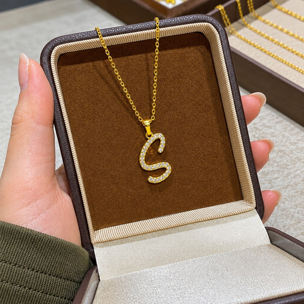 Classy Zircon Initial Necklace
