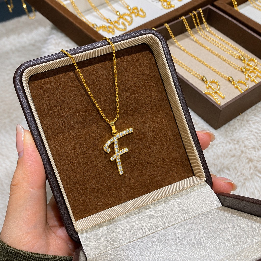 Classy Zircon Initial Necklace