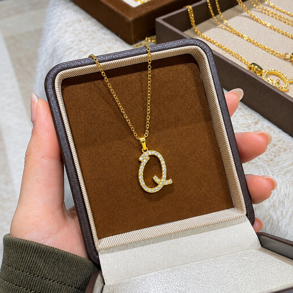 Classy Zircon Initial Necklace