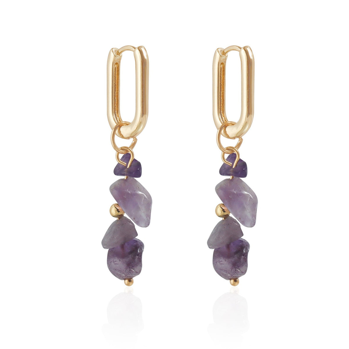 Classy Purple Stone Starburst Necklace & Earring Set