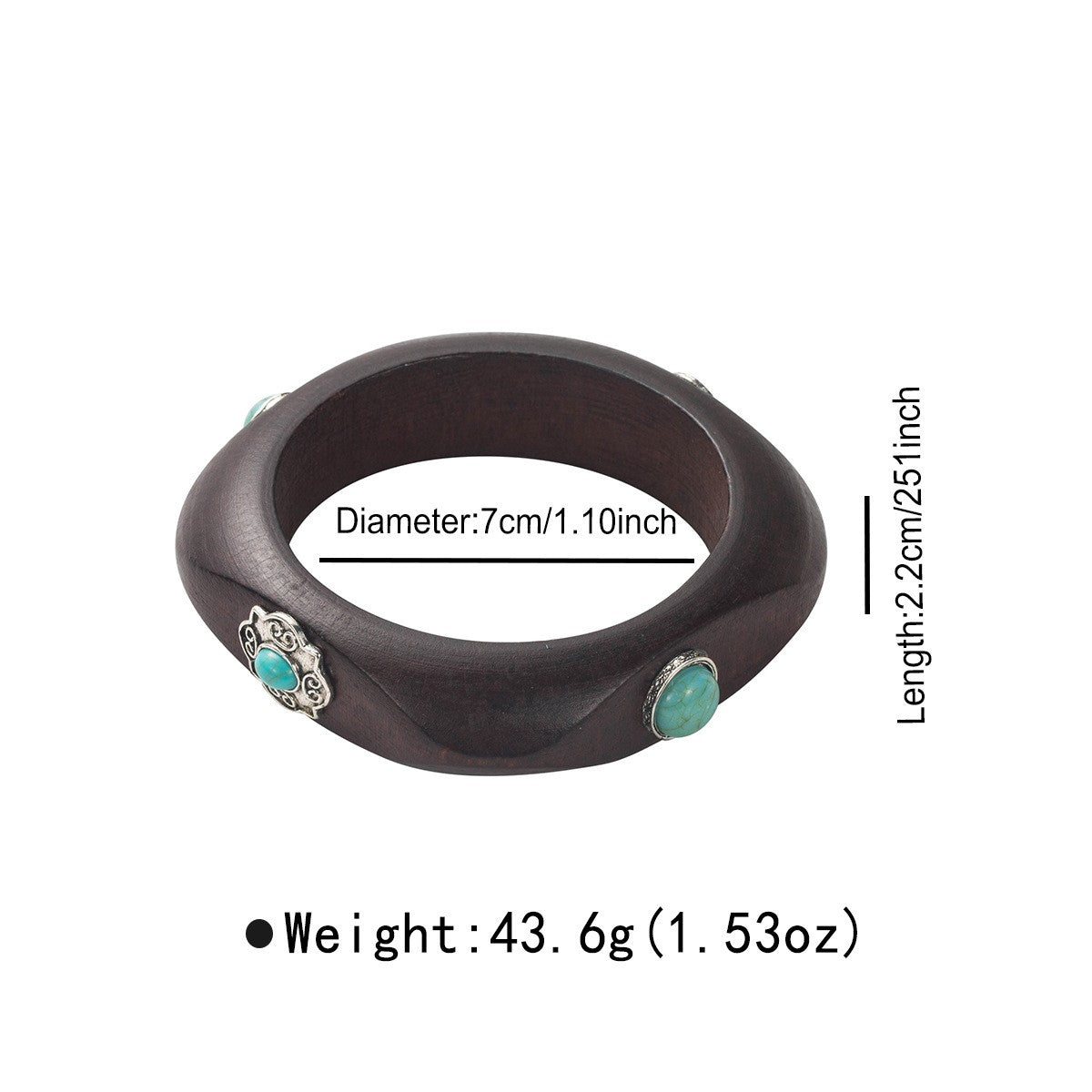 Vintage Wood Faux Turquoise Bangle