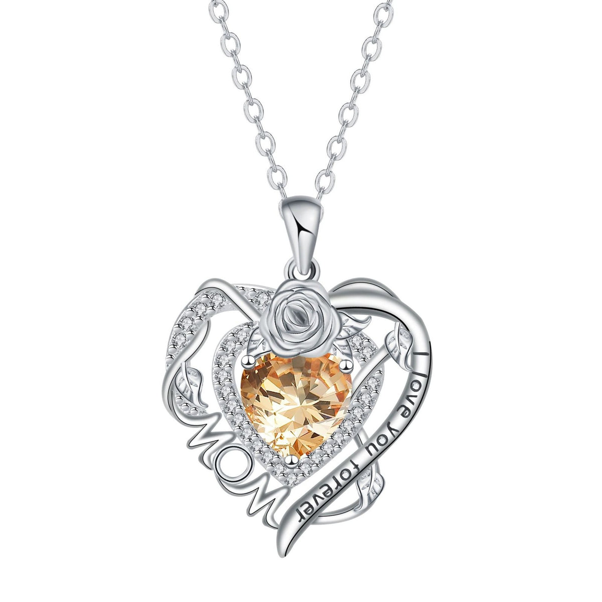 Romantic Rose MOM Heart Necklace
