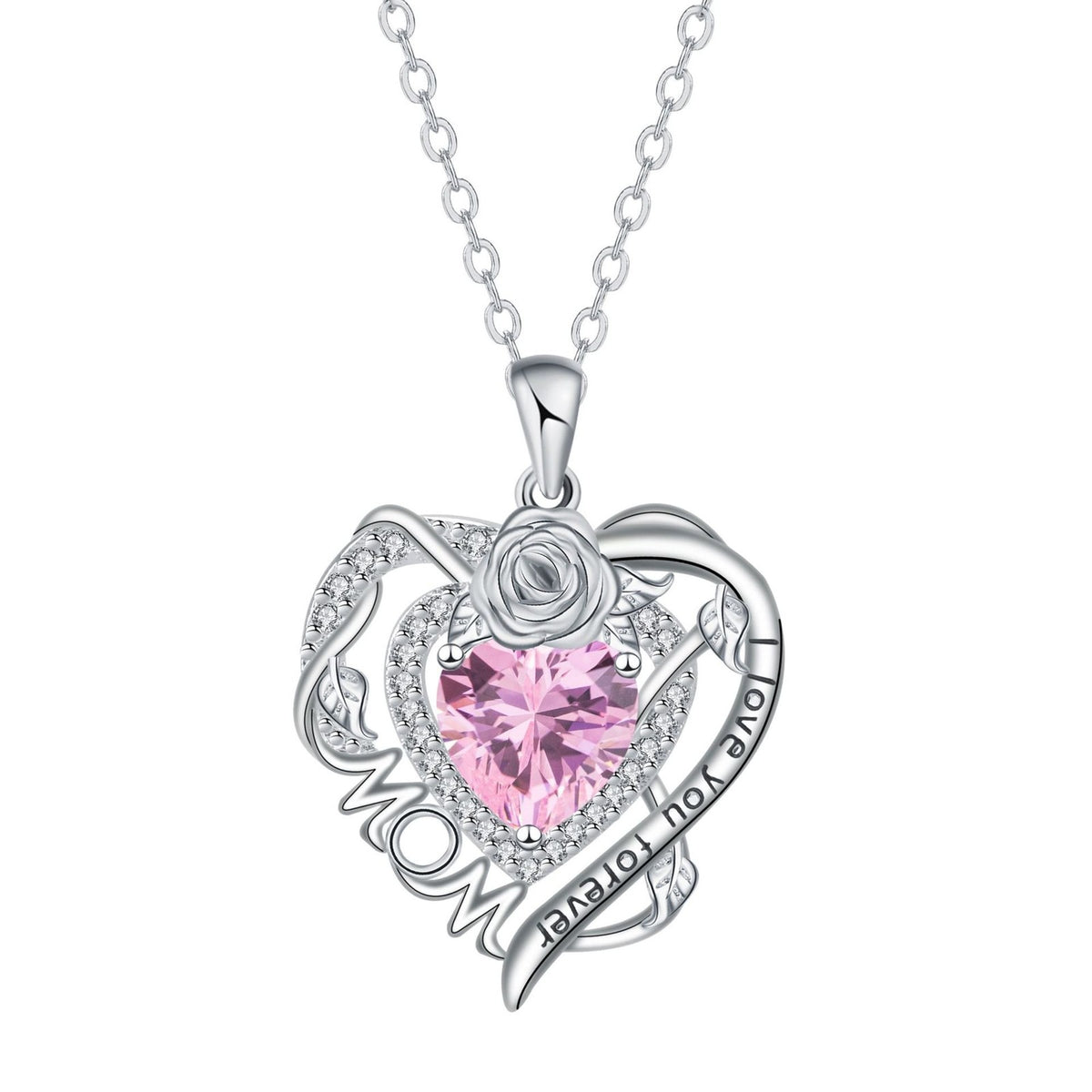 Romantic Rose MOM Heart Necklace