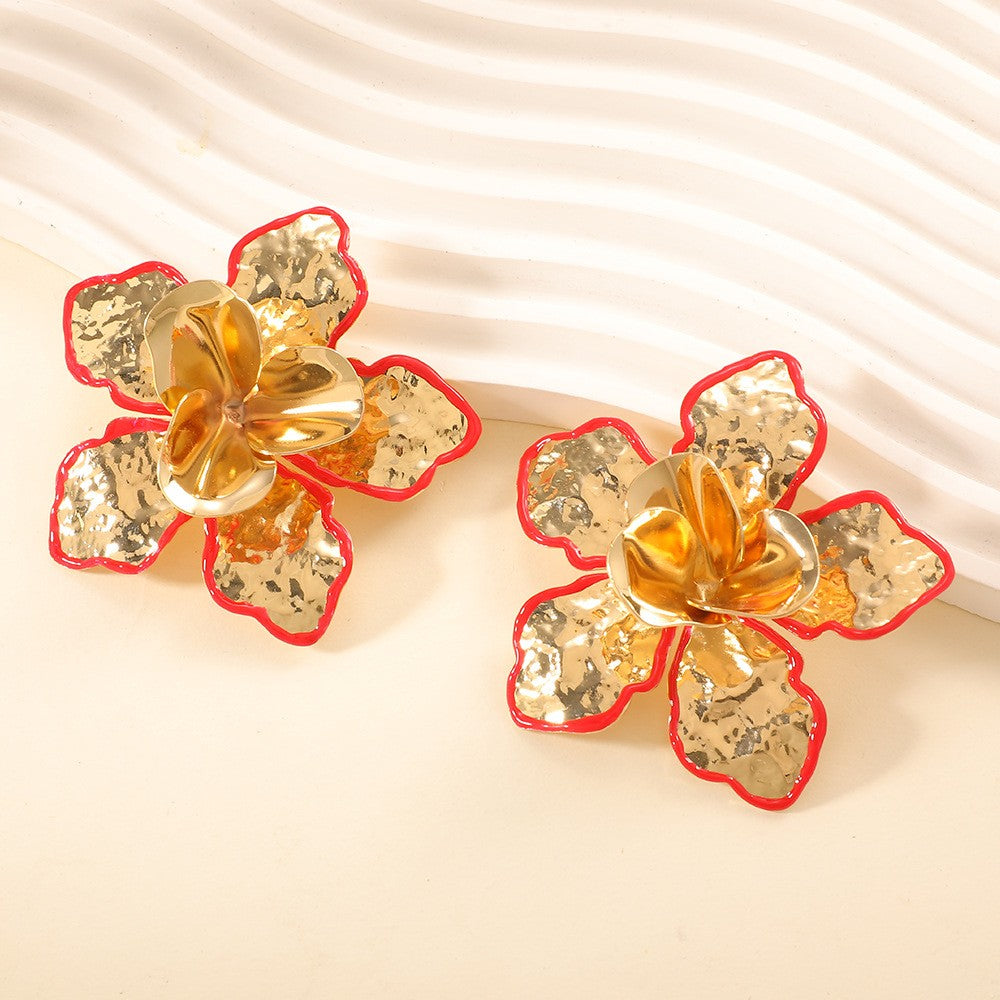 Classy Textured Floral Statement Earrings