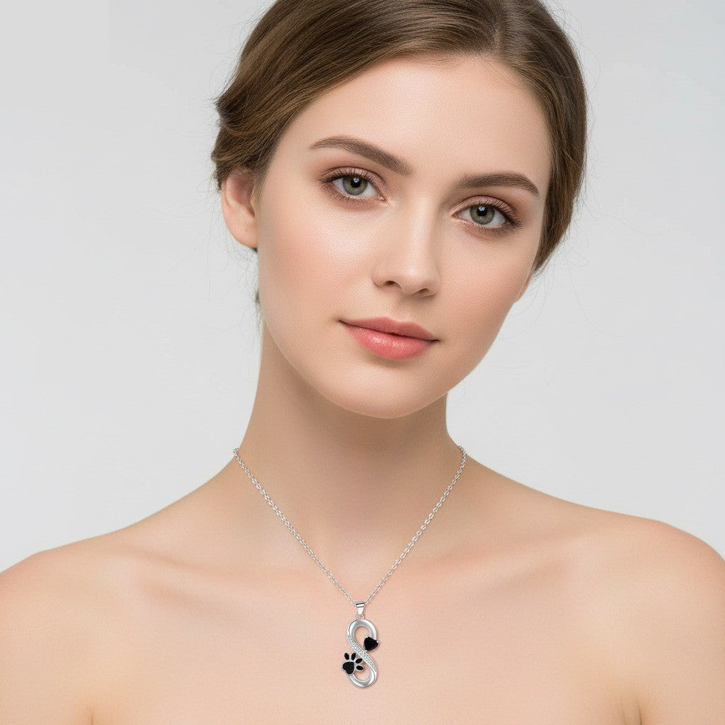 Dainty Infinity Paw Print Necklace