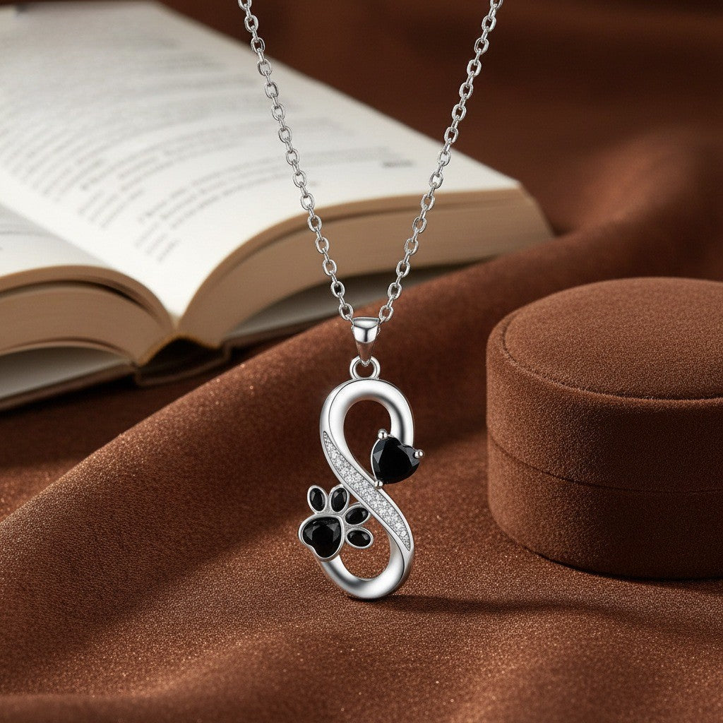 Dainty Infinity Paw Print Necklace