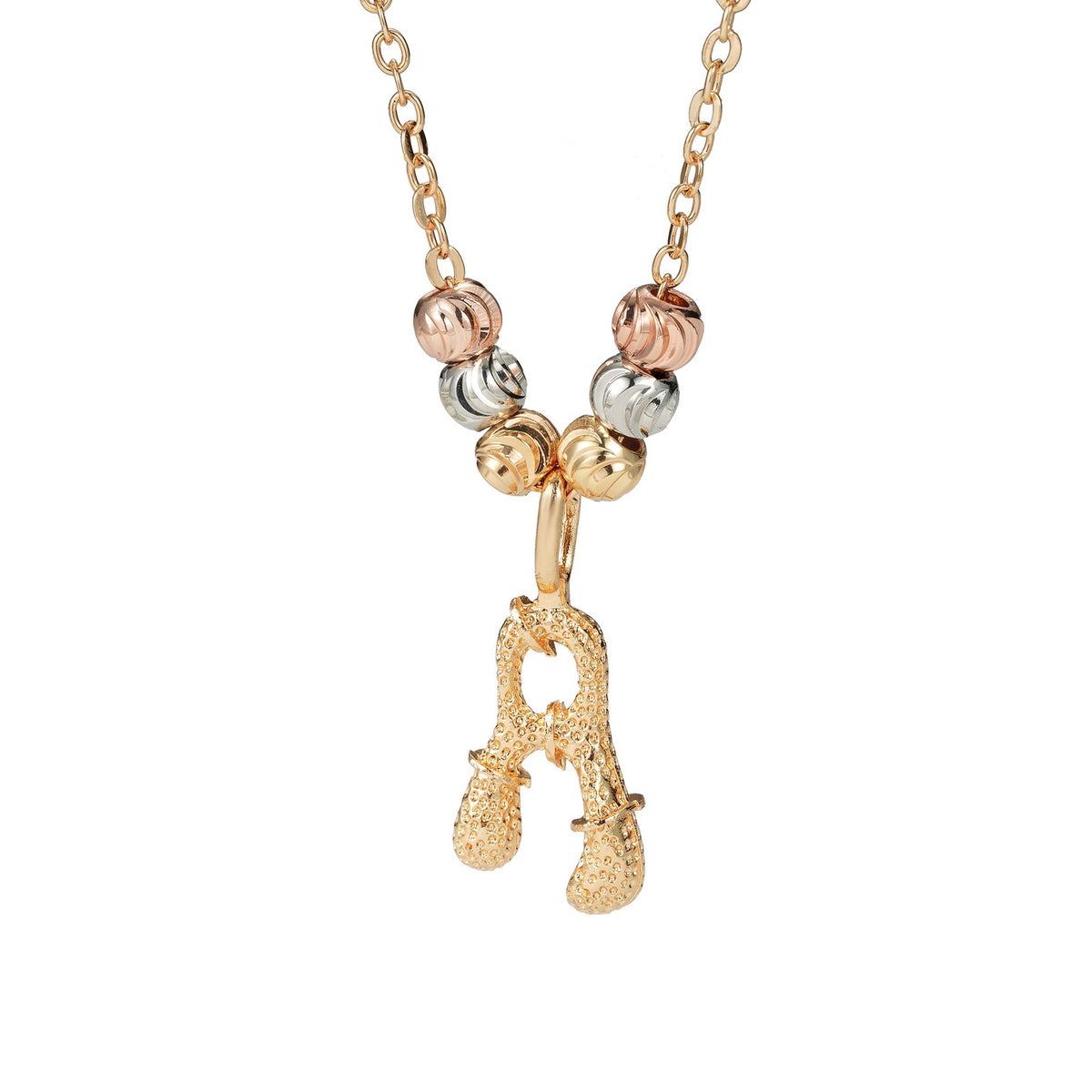 Classy Tri-Color Beaded Initial Necklace