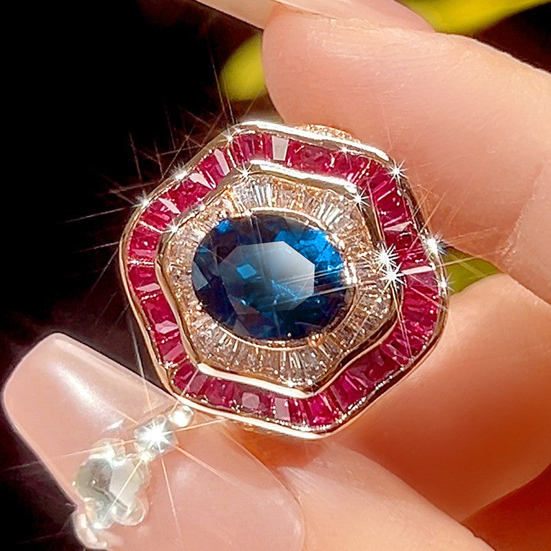 Classy Octagonal Gemstone Necklace & Ring Set