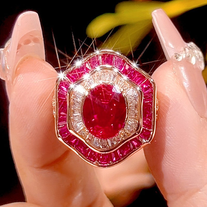 Classy Octagonal Gemstone Necklace & Ring Set