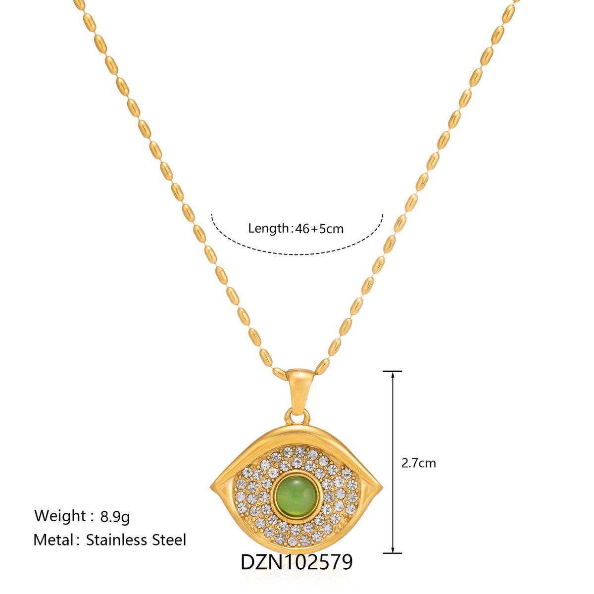 18k Boho Evil Eye & Heart Necklace Set