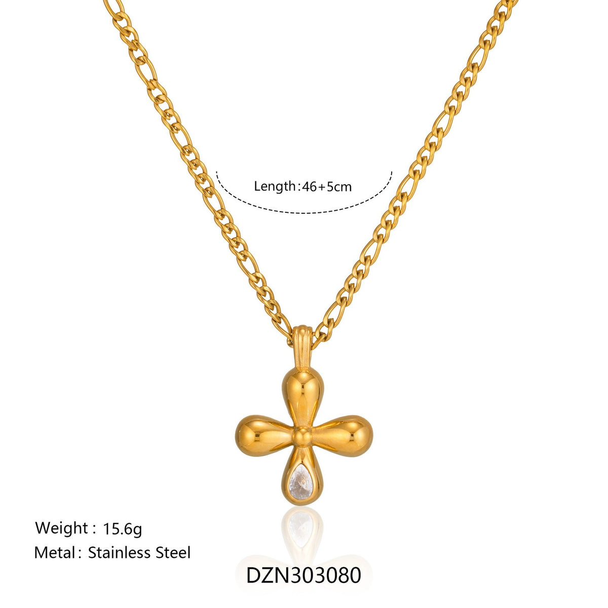 Dainty Ruby Drop Cross Necklace