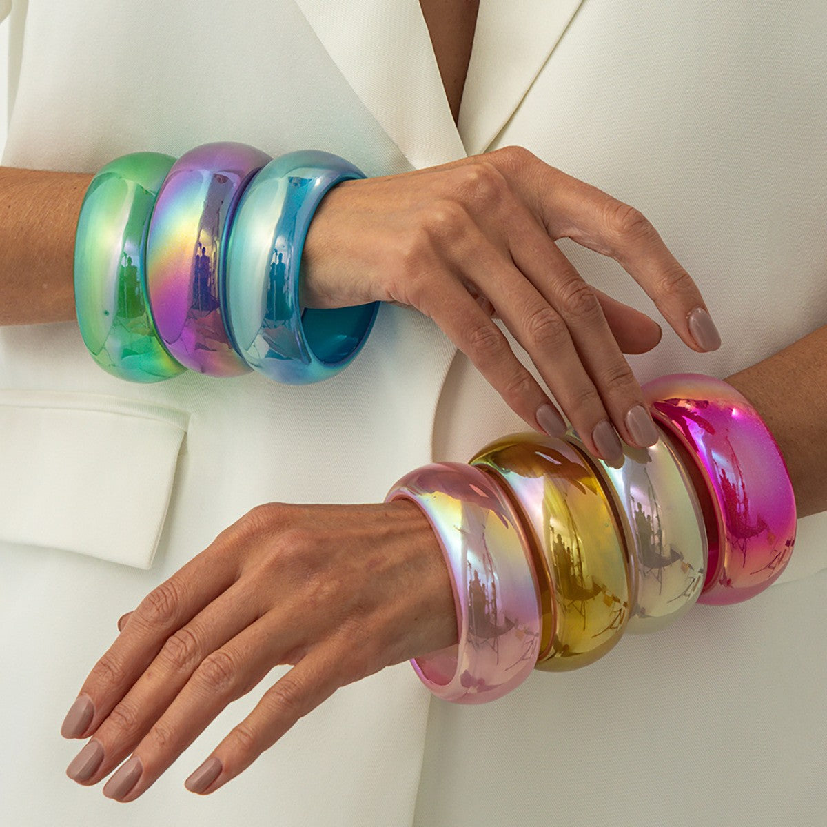 Statement Iridescent Resin Wide Bangle