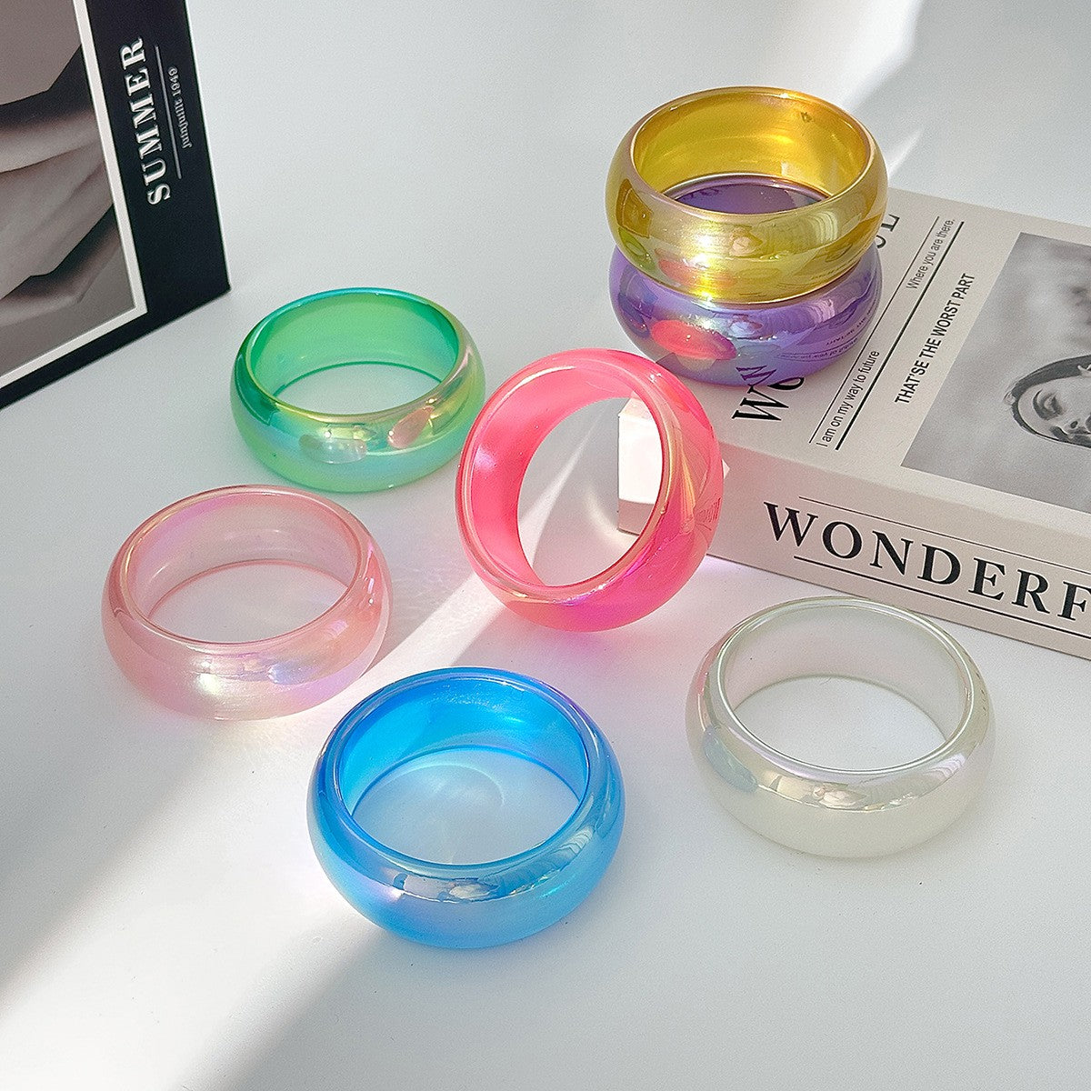 Statement Iridescent Resin Wide Bangle