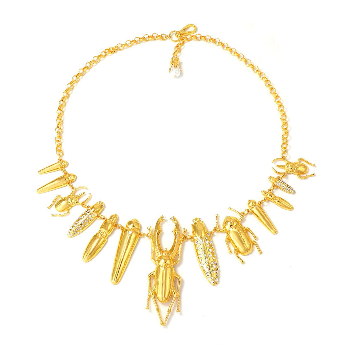 Statement Gold Beetle Insect Necklace
