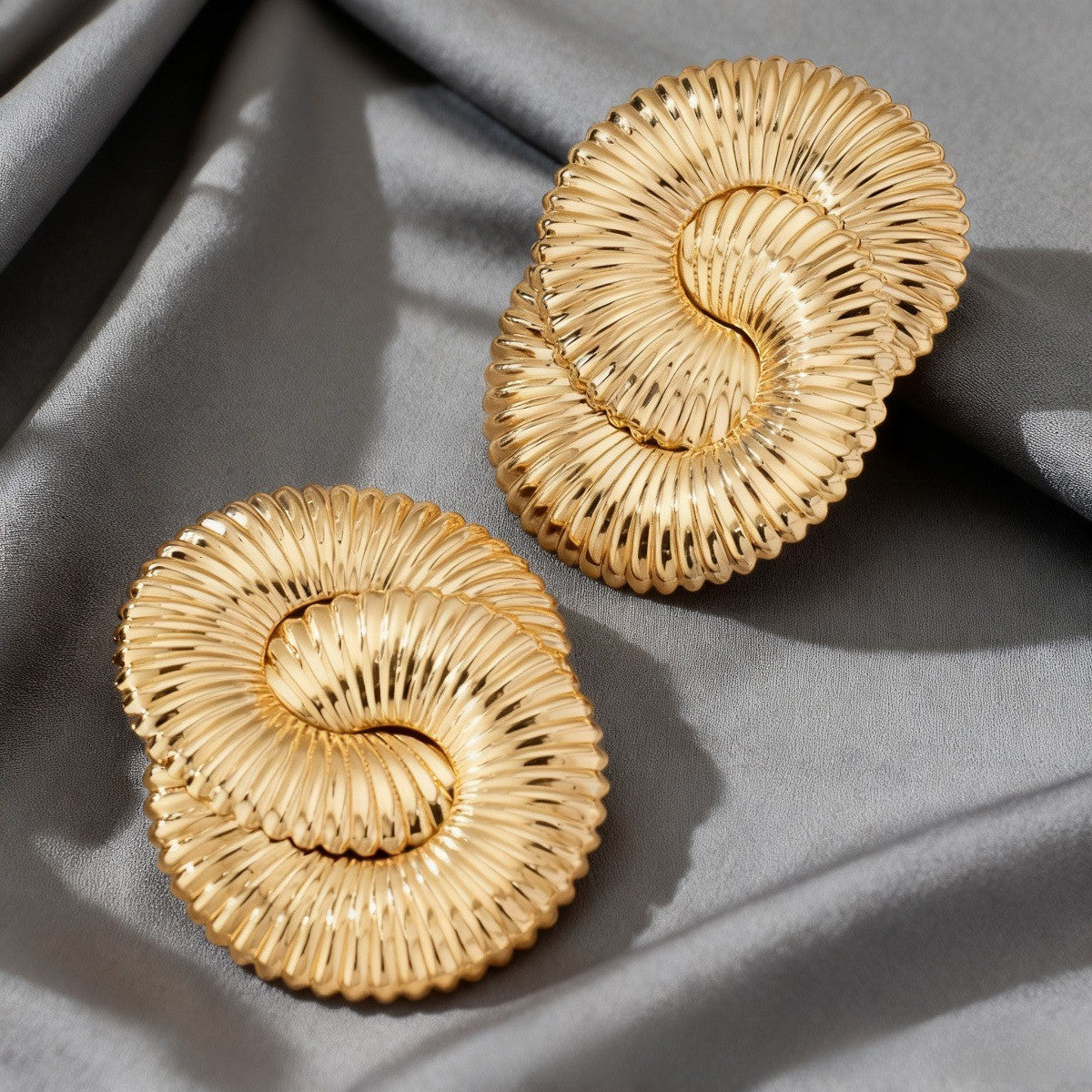 Classy Textured Spiral Statement Earrings