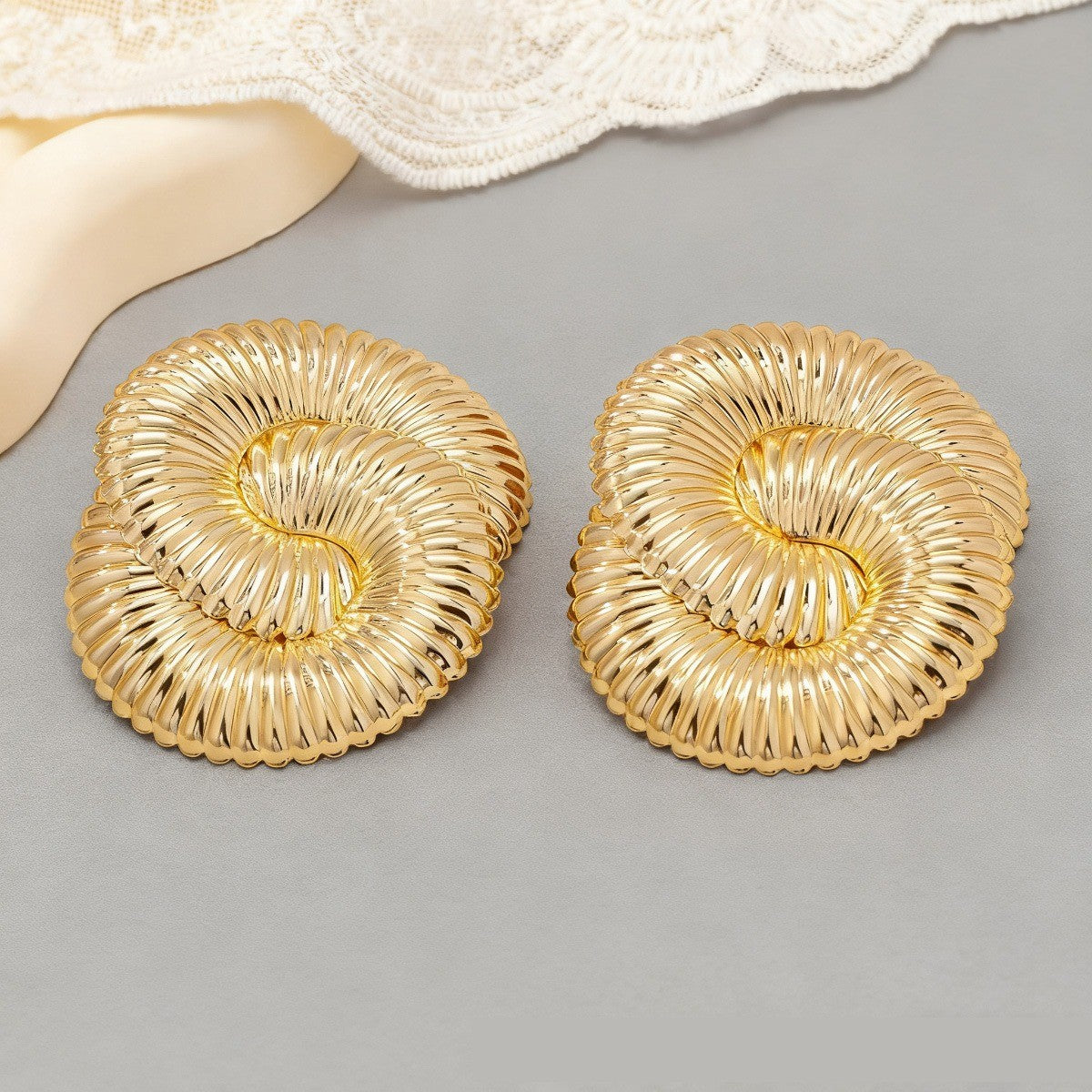 Classy Textured Spiral Statement Earrings