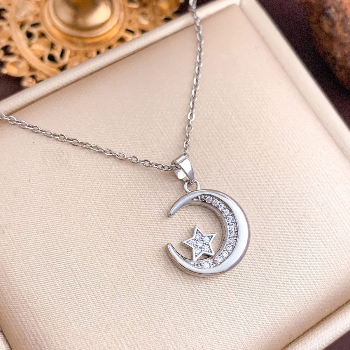 Dainty Moon Star Heart Necklace