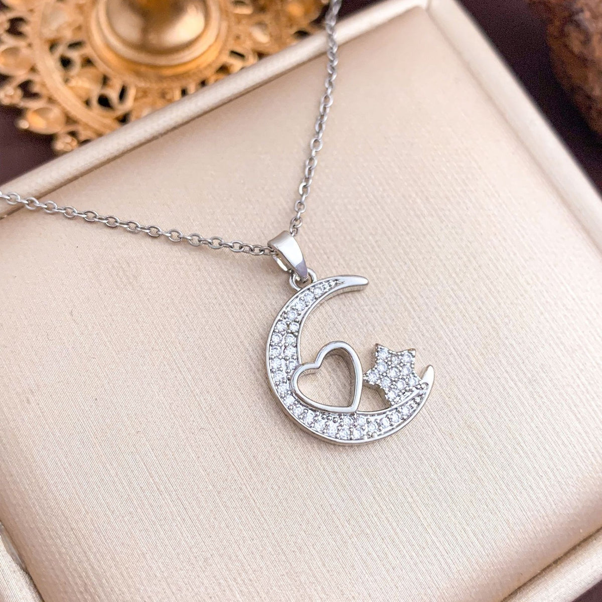 Dainty Moon Star Heart Necklace