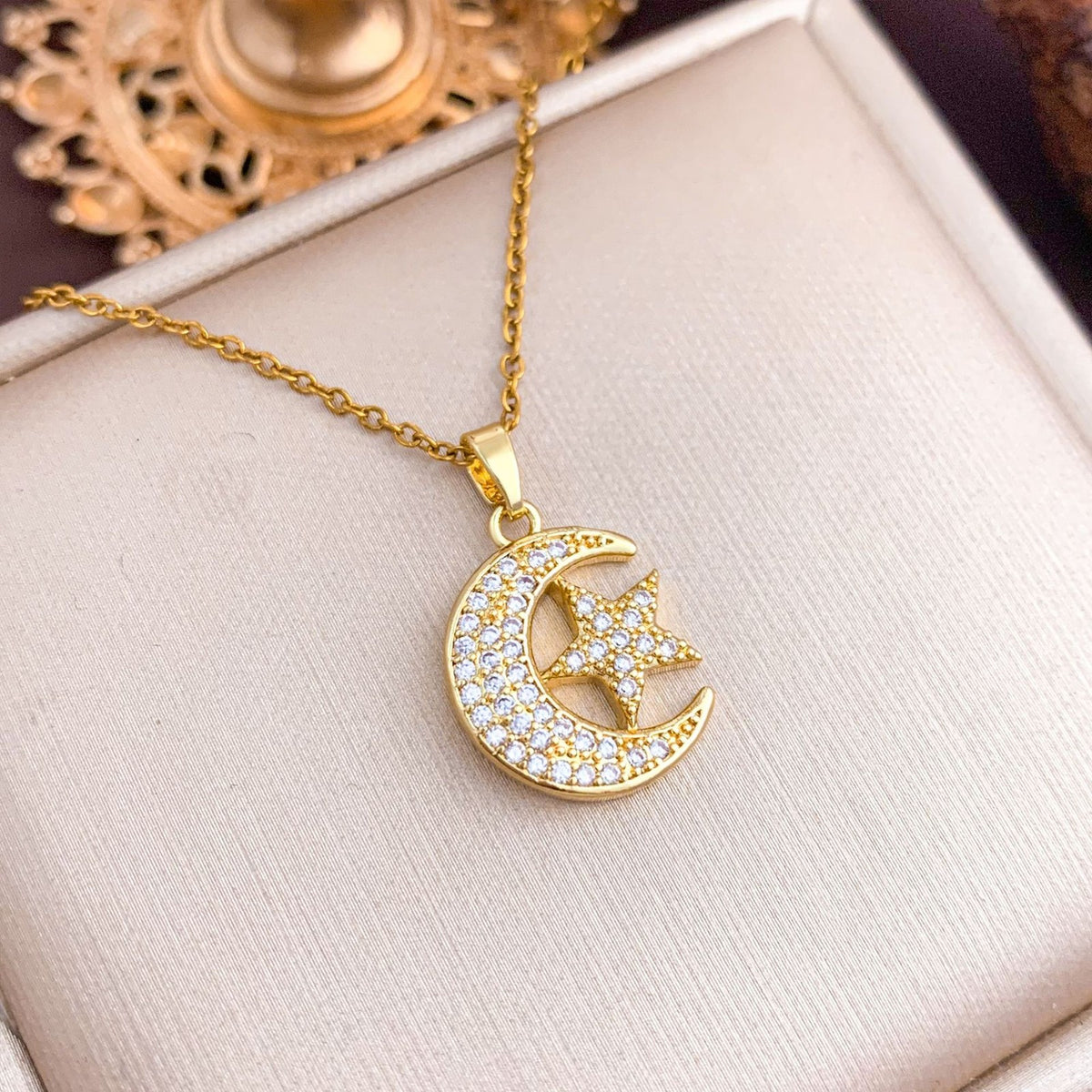 Dainty Moon Star Heart Necklace
