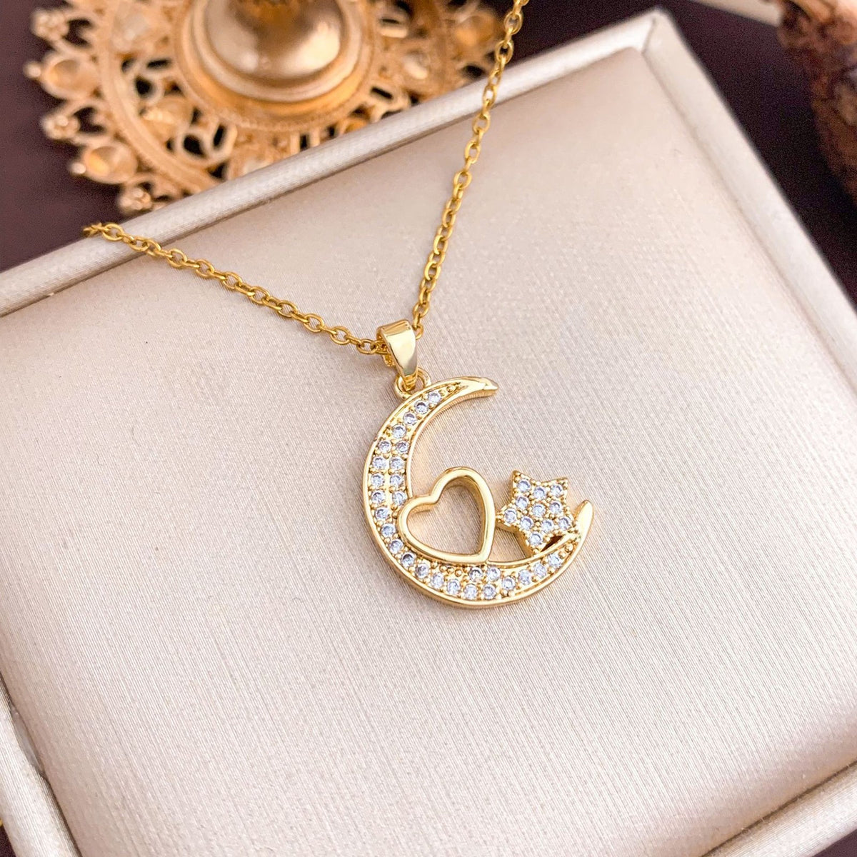 Dainty Moon Star Heart Necklace