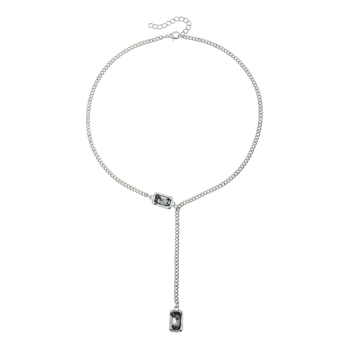 Classy Geometric Square Rhinestone Y-Necklace