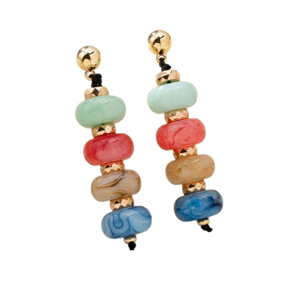 Boho Marbled Acrylic Stack Drop Earrings