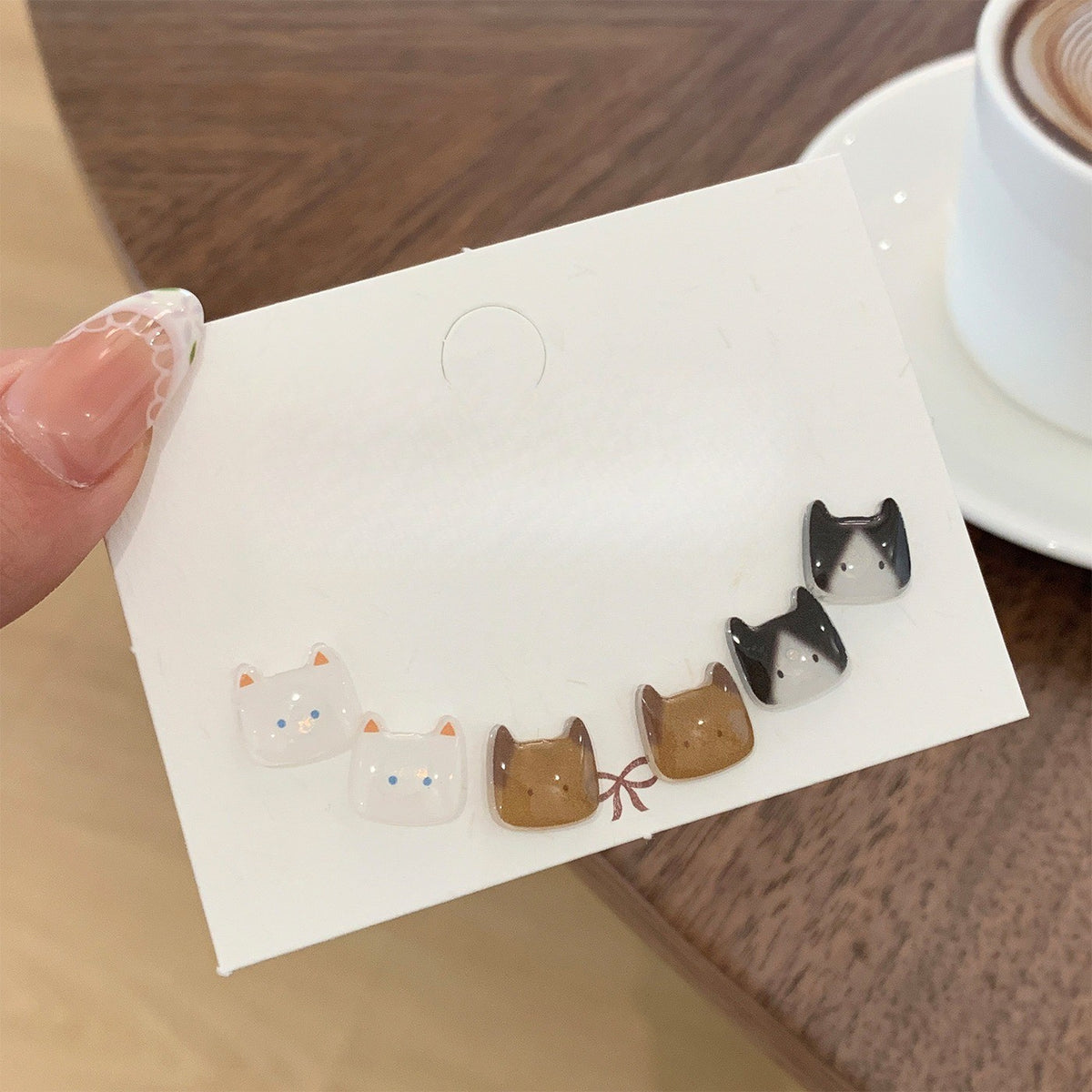 Dainty Pastel Resin Cat Stud Earrings