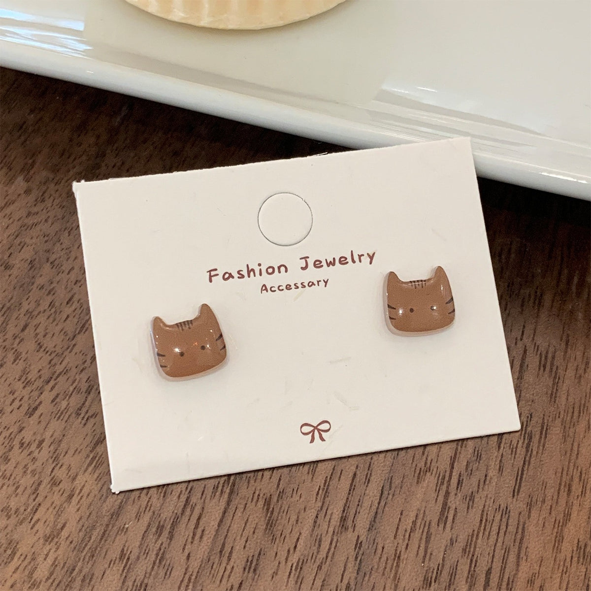 Dainty Pastel Resin Cat Stud Earrings